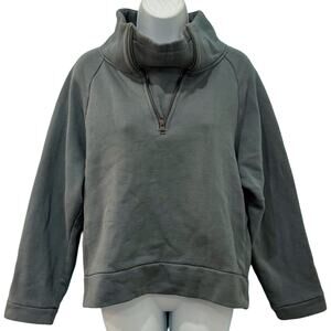 MPG Sport Beckon Gray Green 1/4 Zip Cropped Sweatshirt sz M Athleisure Oversize